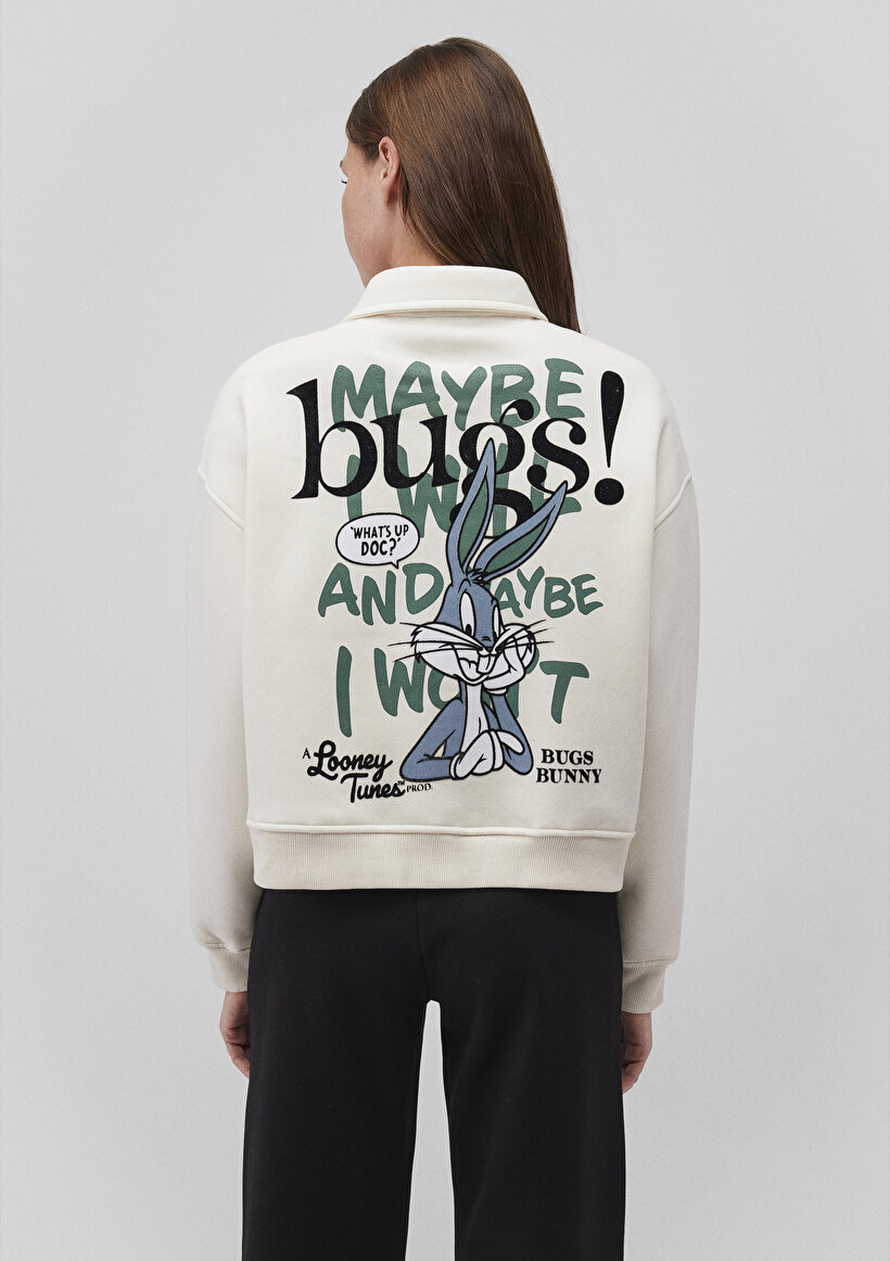 Bugs Bunny Baskılı Beyaz Sweatshirt_4