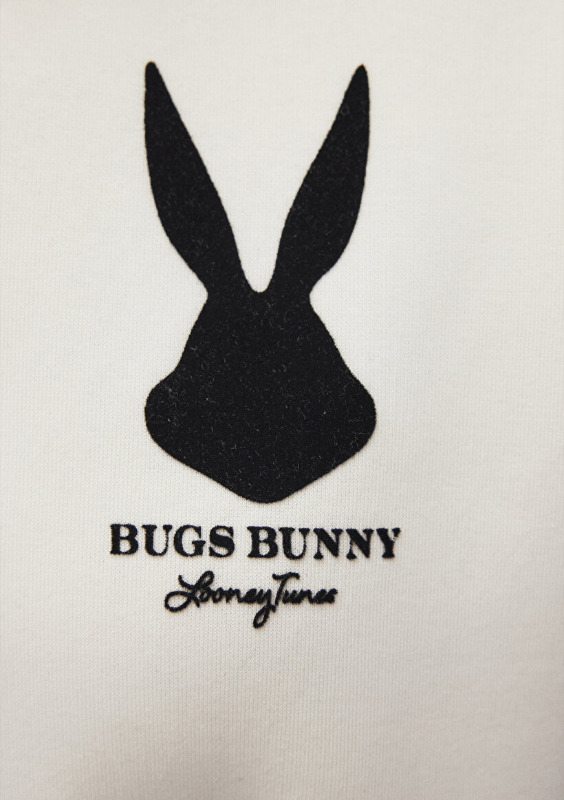 Bugs Bunny Baskılı Beyaz Sweatshirt_6