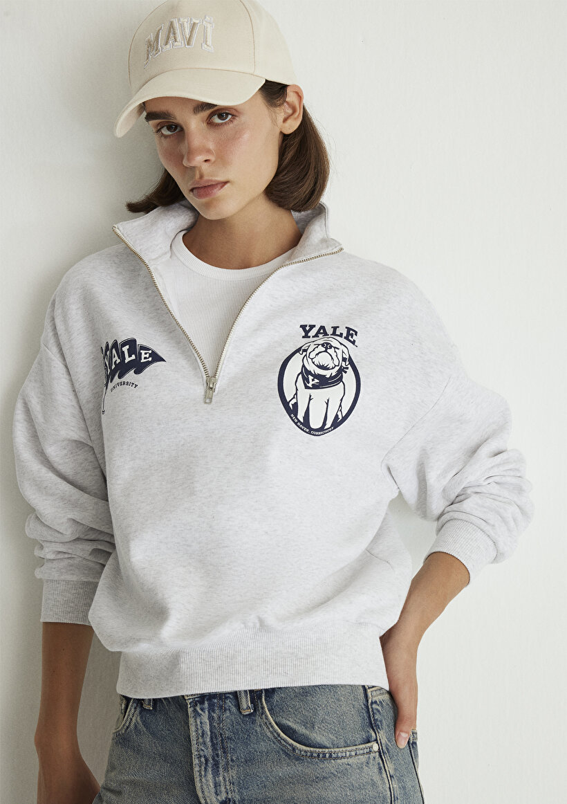 Yale Baskılı Gri Sweatshirt