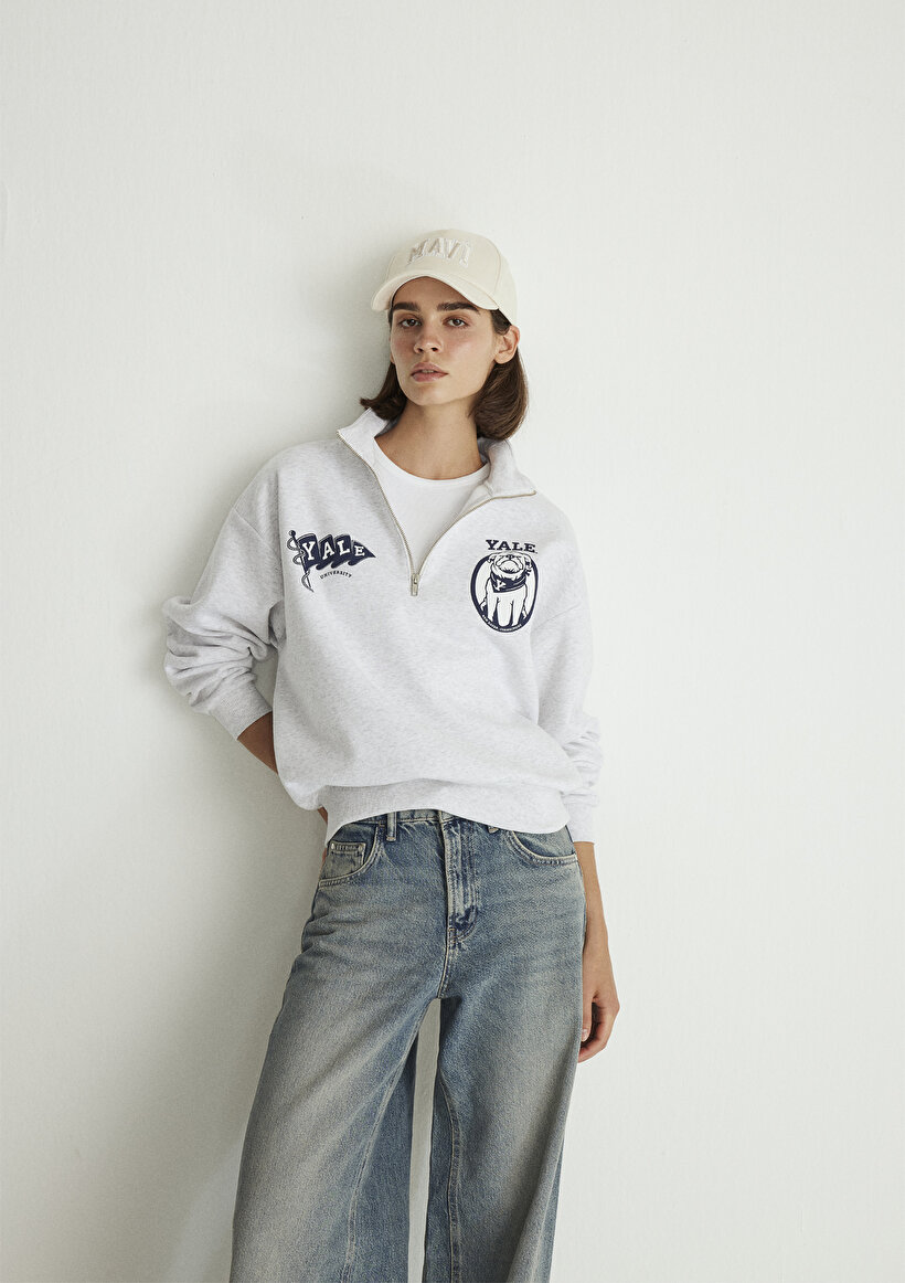 Yale Baskılı Gri Sweatshirt_1