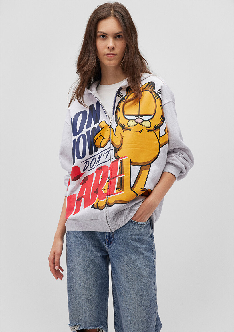 Garfield Baskılı Gri Sweatshirt