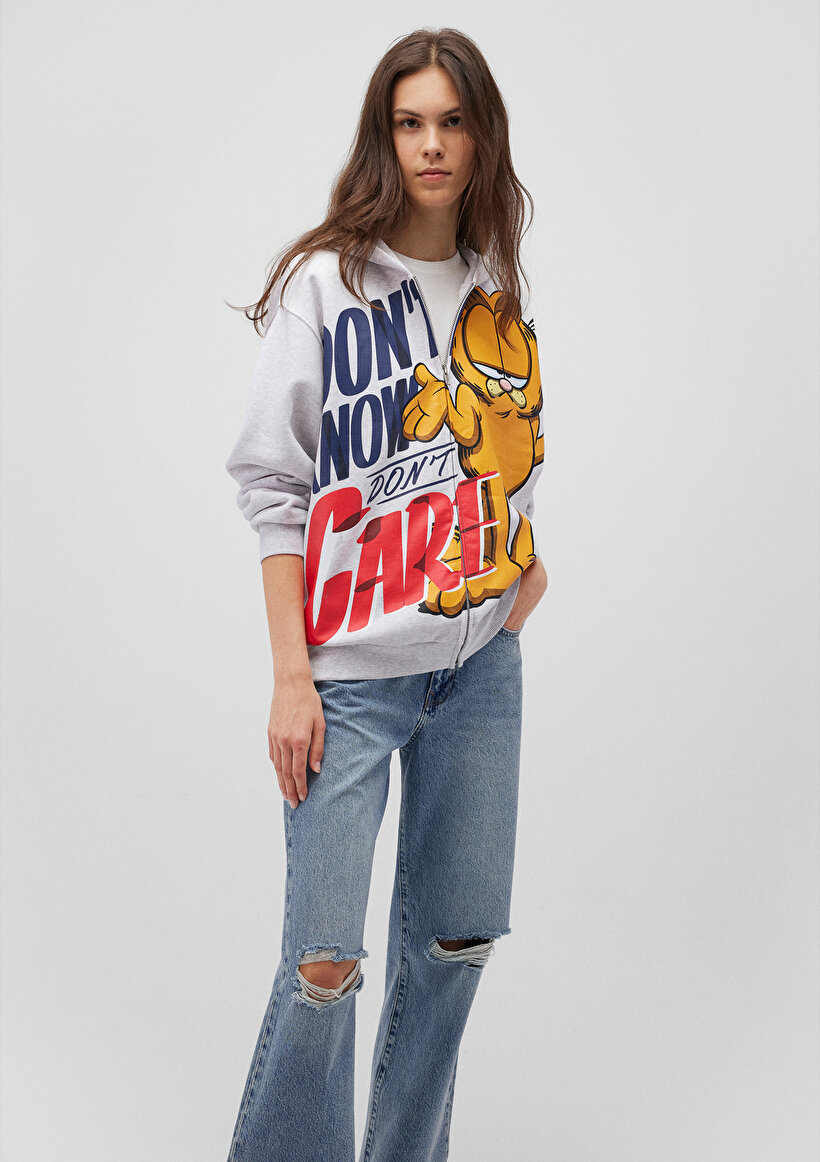 Garfield Baskılı Gri Sweatshirt_1