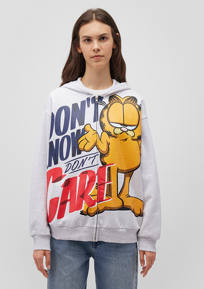 Garfield Baskılı Gri Sweatshirt_2