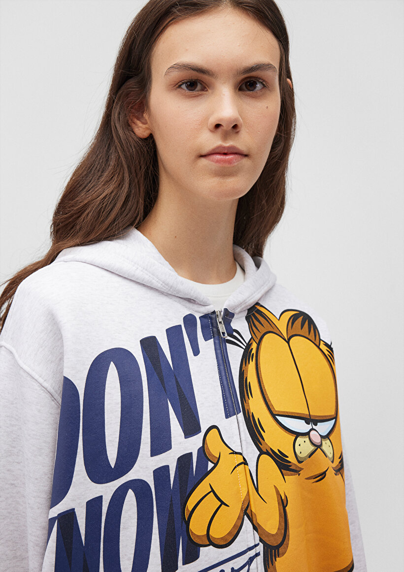 Garfield Baskılı Gri Sweatshirt_4