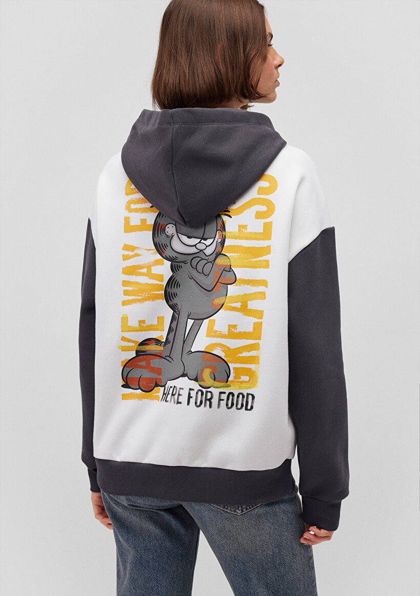 Garfield Baskılı Beyaz Sweatshirt_1