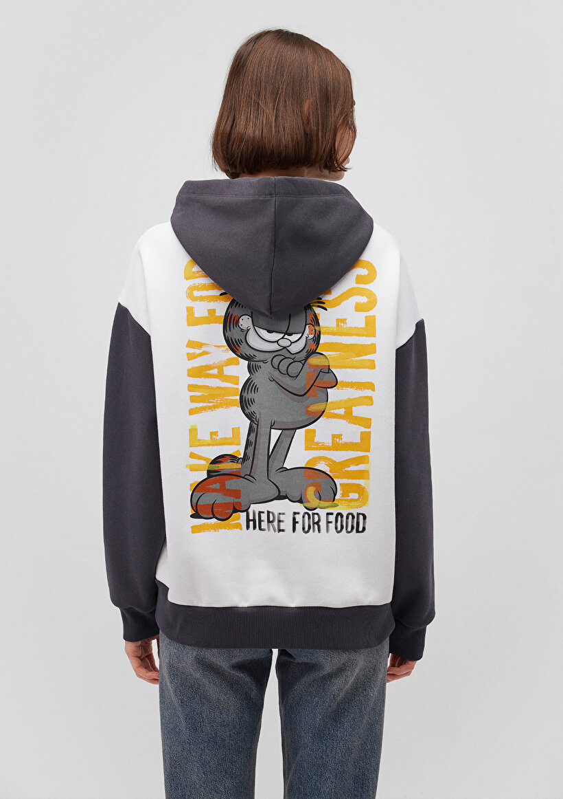 Garfield Baskılı Beyaz Sweatshirt_3