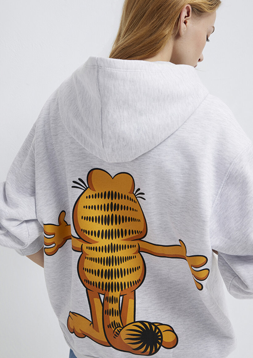 Garfield Baskılı Gri Sweatshirt - 0