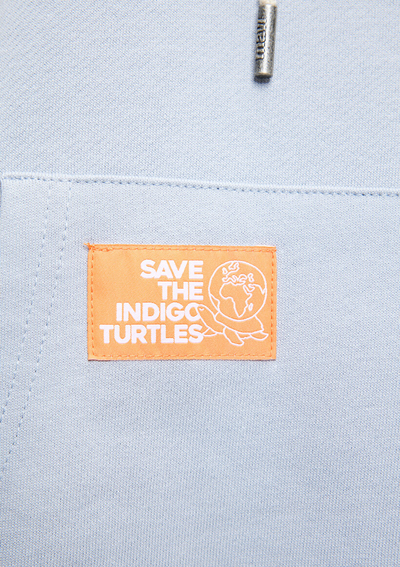 İndigo Turtles Kapüşonlu Kolsuz Mavi Sweatshirt_3