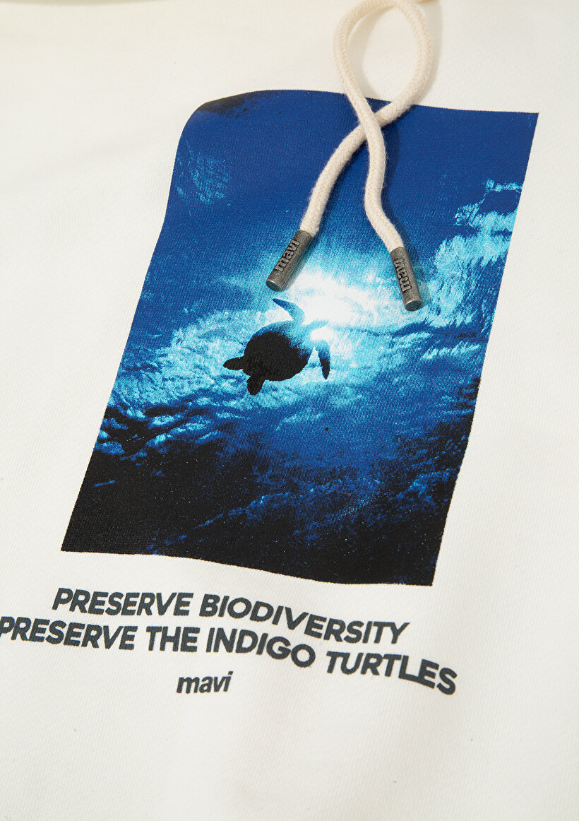 İndigo Turtles Baskılı Beyaz Sweatshirt_12