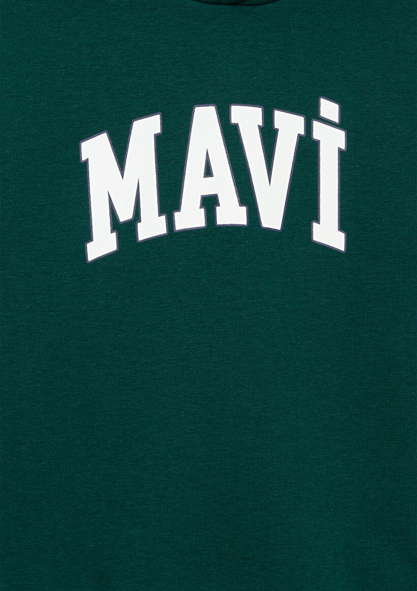 Mavi Logo Baskılı Kapüşonlu Yeşil Sweatshirt_3