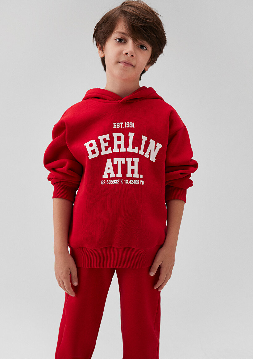 Berlin Baskılı Kırmızı Sweatshirt - 0