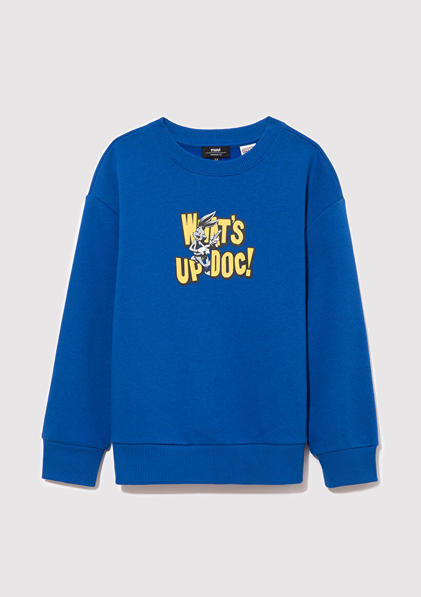 Bugs Bunny Baskılı Mavi Sweatshirt_1