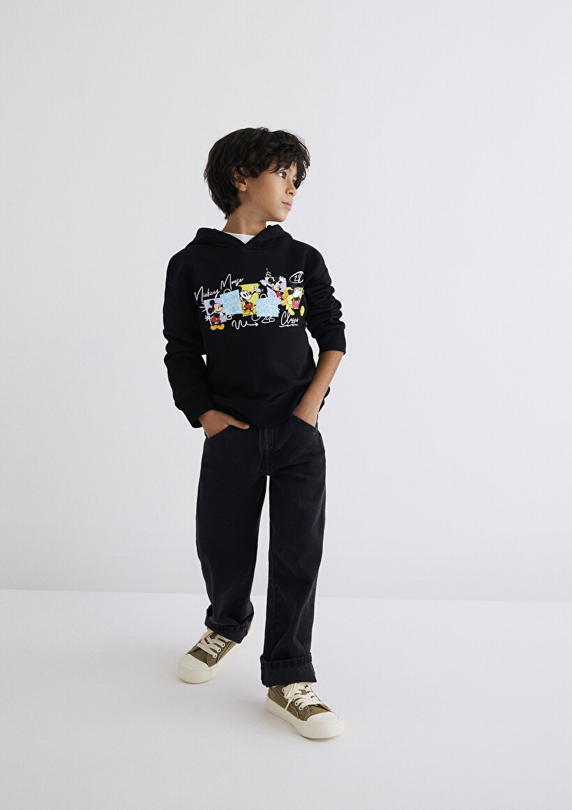 Mickey Mouse Baskılı Siyah Sweatshirt_0