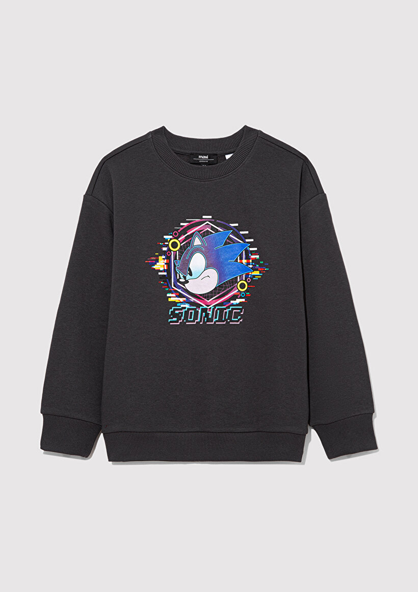 Sonic Baskılı Antrasit Sweatshirt_1