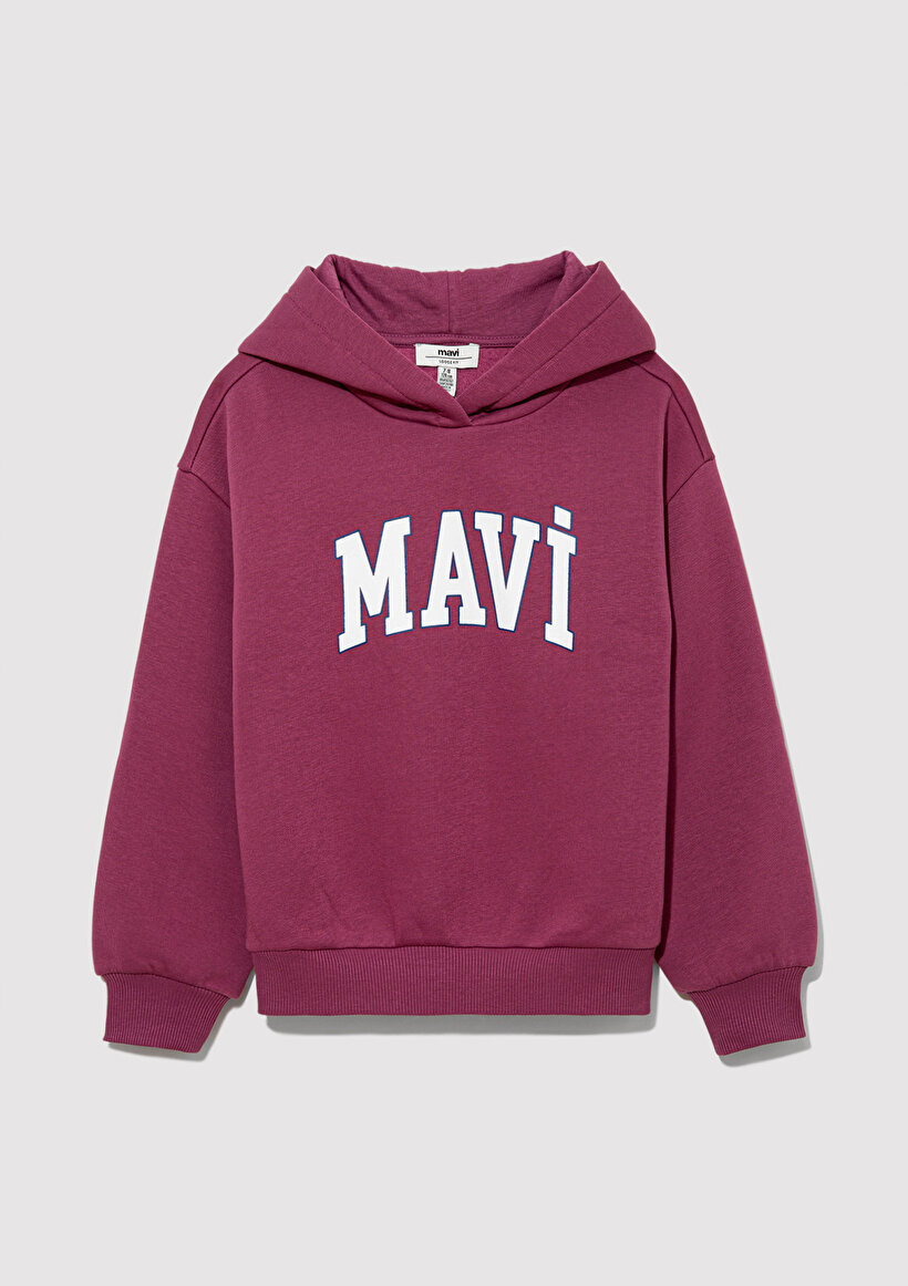 Mavi Logo Baskılı Kapüşonlu Mor Sweatshirt_1