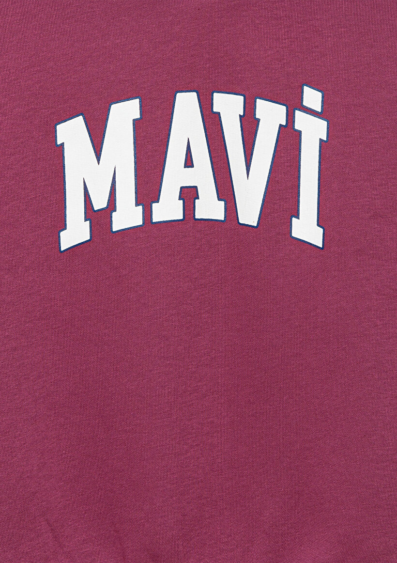 Mavi Logo Baskılı Kapüşonlu Mor Sweatshirt_3