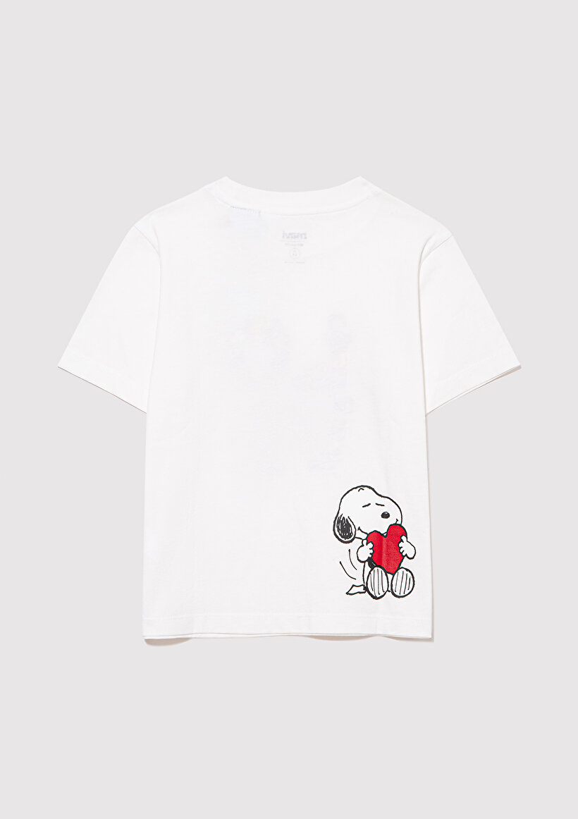 Snoopy Baskılı Beyaz Tişört_2