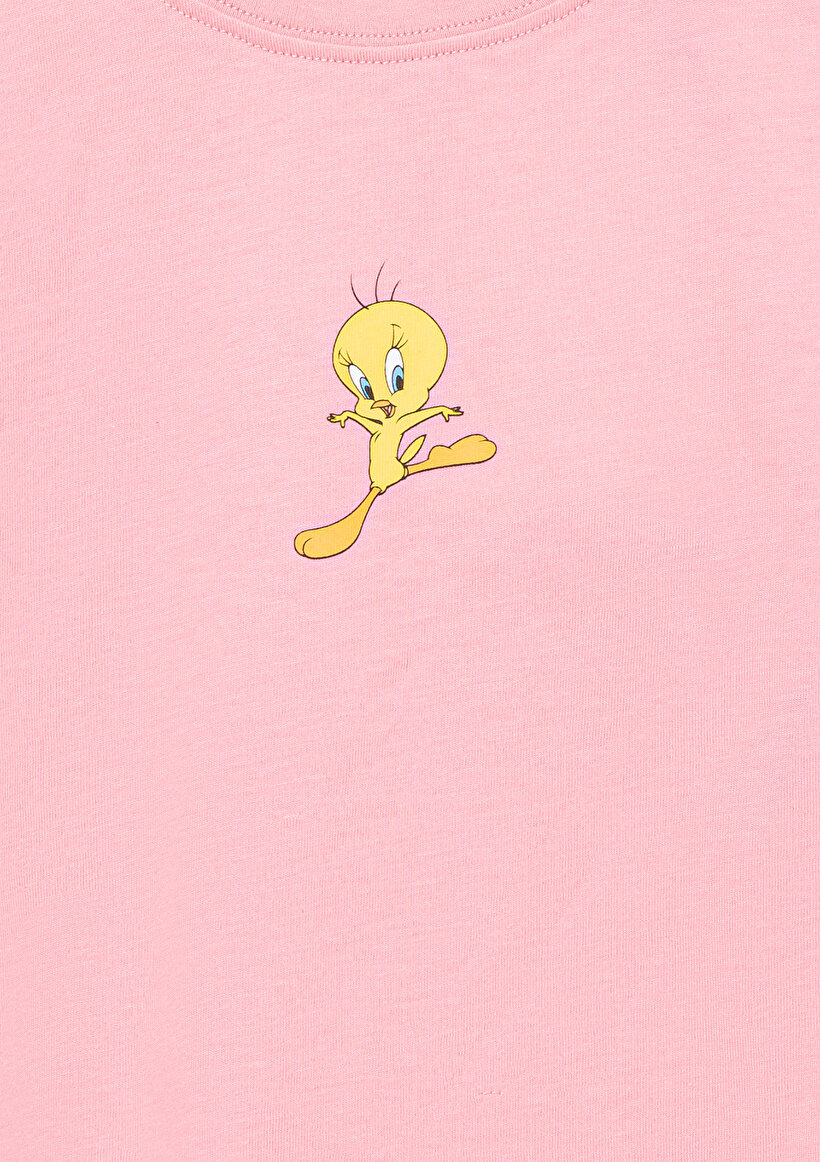 Tweety Baskılı Pembe Tişört_4