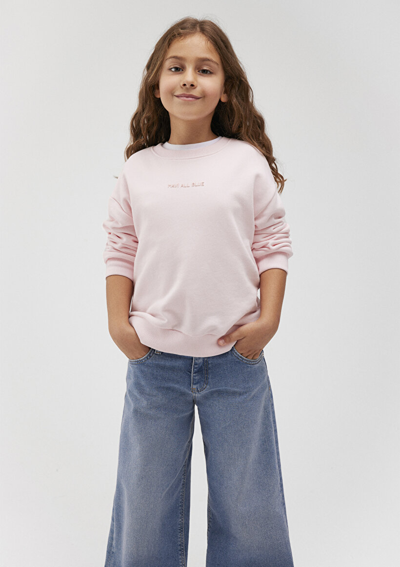 Organik Pamuklu Pembe Basic Sweatshirt_0