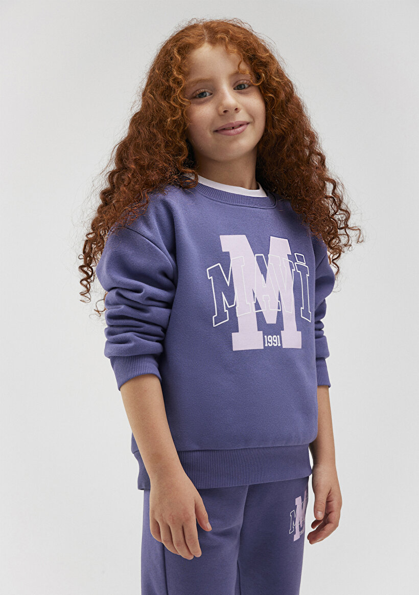 Mavi Logo Baskılı Mor Sweatshirt - 0