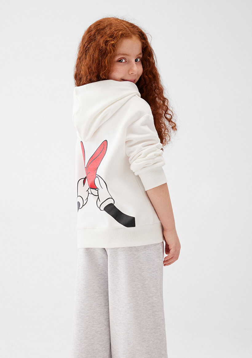 Minnie Mouse Baskılı Beyaz Sweatshirt_0