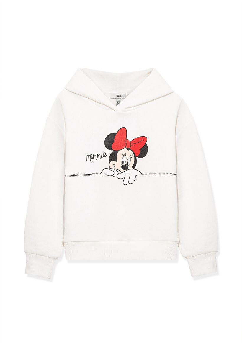 Minnie Mouse Baskılı Beyaz Sweatshirt_2