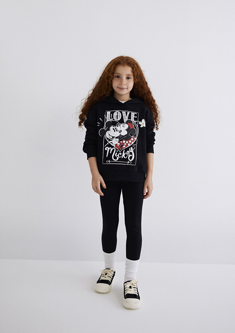 Minnie Mouse Baskılı Siyah Sweatshirt - 0