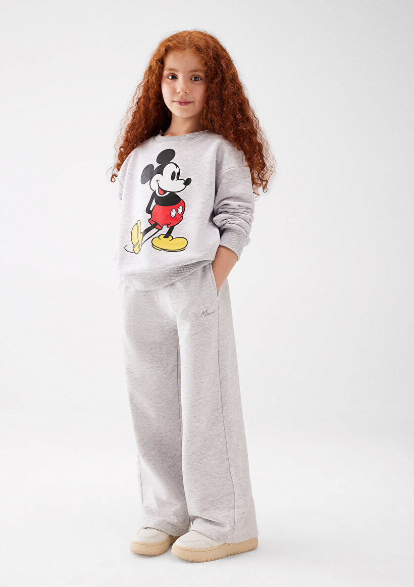 Mickey Mouse Baskılı Gri Sweatshirt