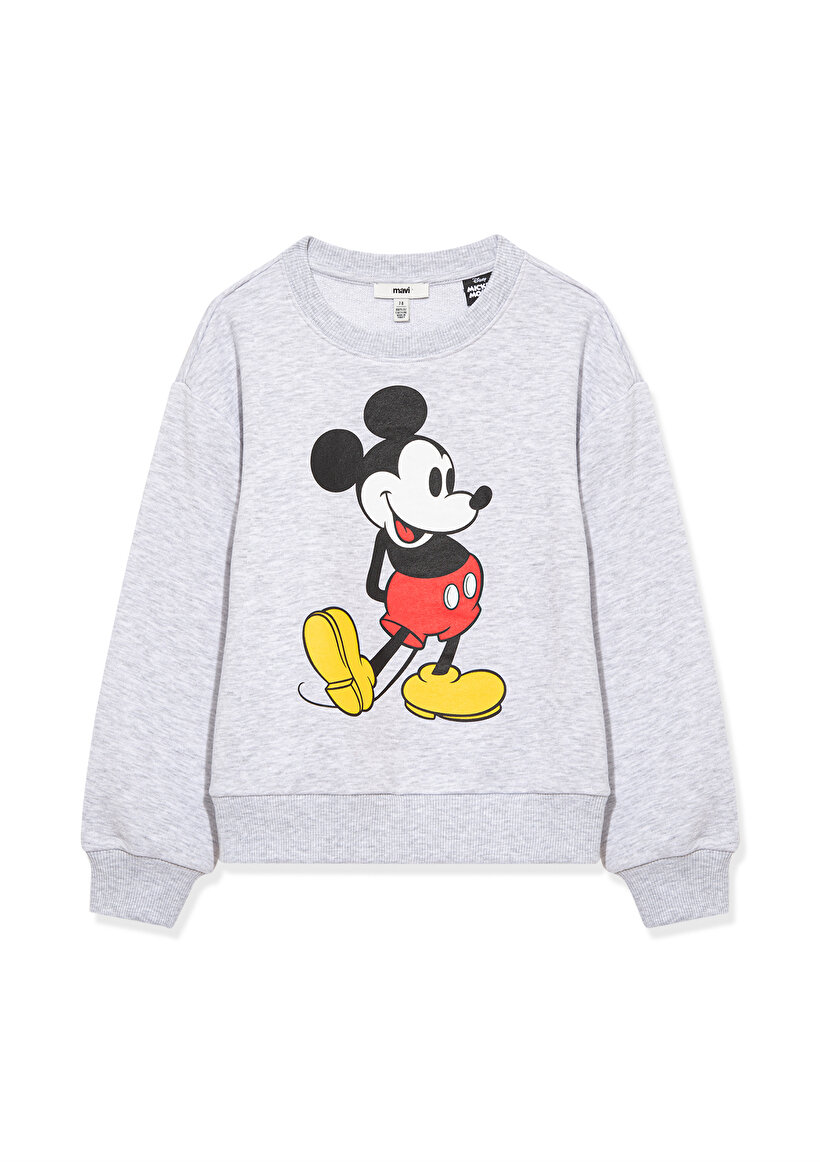 Mickey Mouse Baskılı Gri Sweatshirt_1