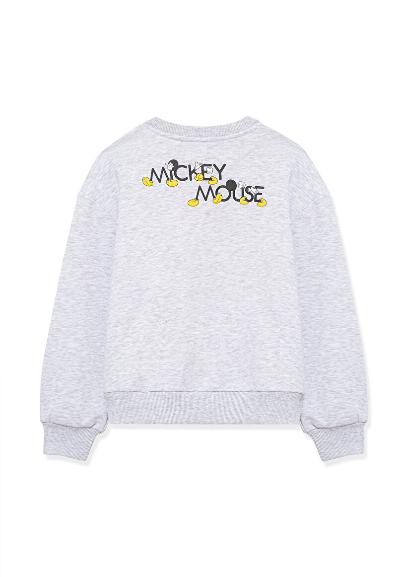 Mickey Mouse Baskılı Gri Sweatshirt_2