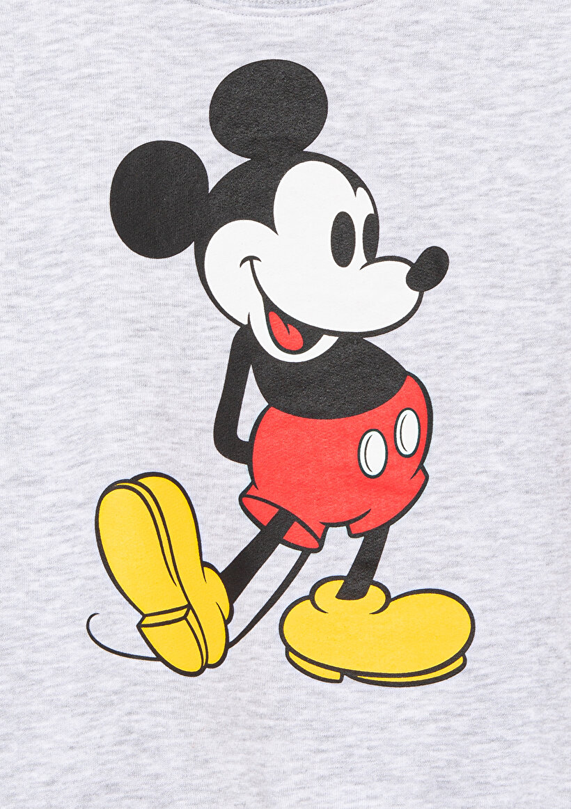 Mickey Mouse Baskılı Gri Sweatshirt_3