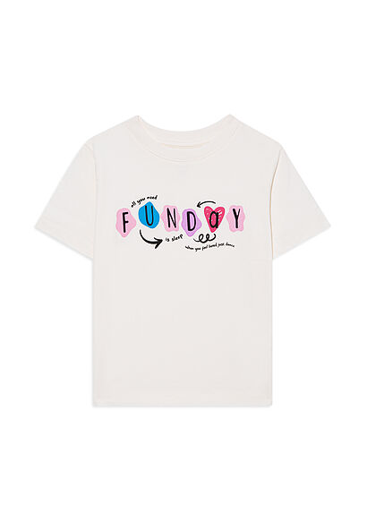 Funday Baskılı Beyaz Tişört - 0