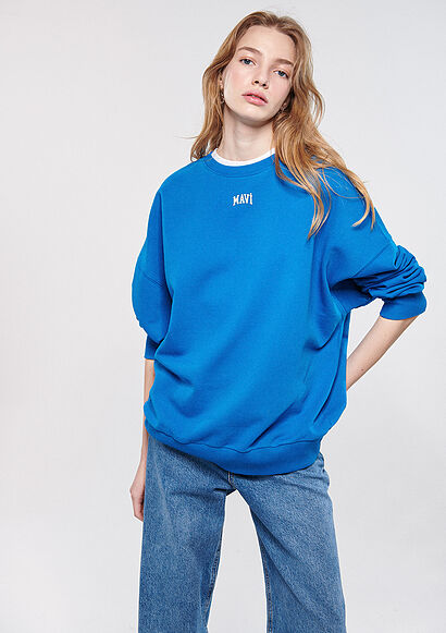 Mavi Logo Baskılı Mavi Sweatshirt1