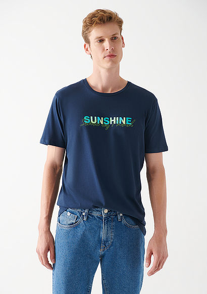 Sunshine Baskılı Lacivert Tişört - 0