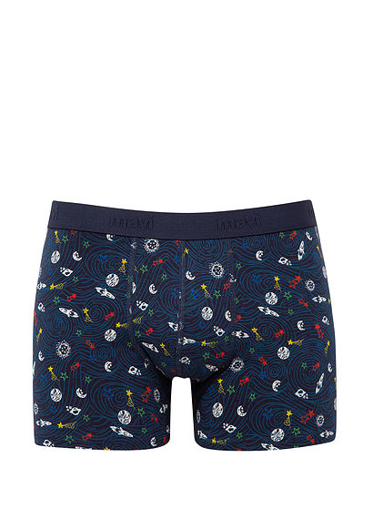 Galaksi Baskılı Lacivert Boxer