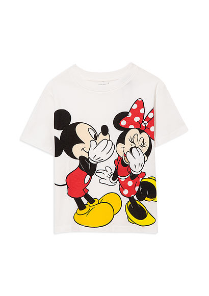 Mickey Mouse Baskılı Beyaz Tişört - 0