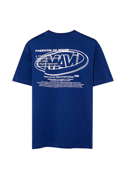 Freedom of Space X Mavi Logo Baskılı Lacivert Tişört
