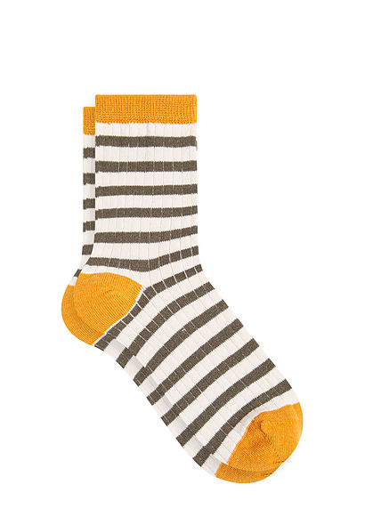 Kahverengi Çizgili Patik Çorap - 0