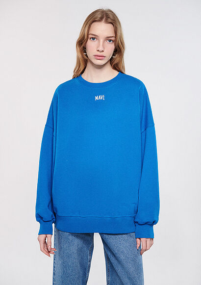 Mavi Logo Baskılı Mavi Sweatshirt2