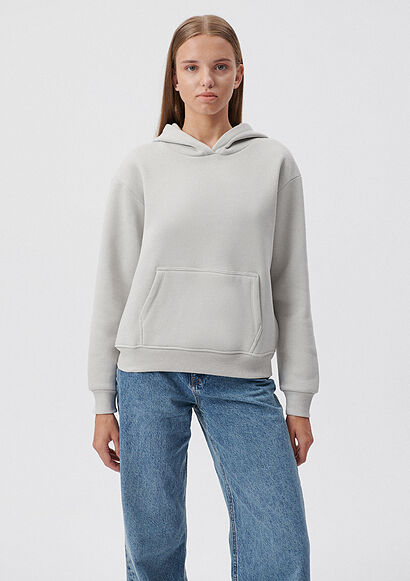 Kapüşonlu Gri Basic Sweatshirt_2