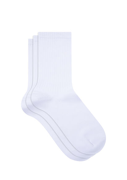 3lü Beyaz Soket Çorap - 0