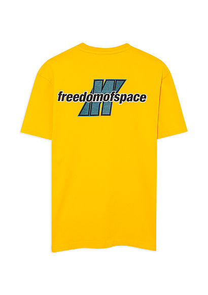 Freedom of Space X Mavi Logo Baskılı Sarı Tişört