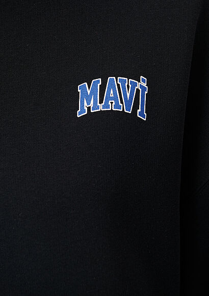 Mavi Logo Baskılı Siyah Sweatshirt_3