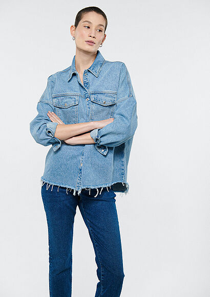 Fiona Açık Mavi Yırtıklı True Blue Jean Gömlek