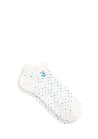 Baskılı Beyaz Babet Çorap - 0