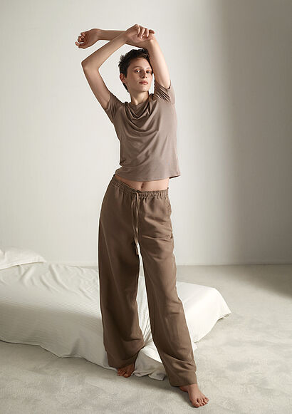 Home Lux Keten Karışımlı Kahverengi Pantolon - 0