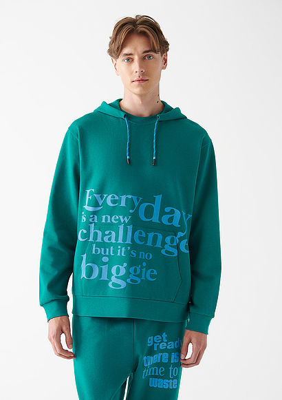 Mavi Pro Baskılı Kap&uuml;şonlu Yeşil Sweatshirt - 1