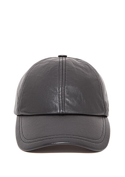 Suni Deri Siyah Şapka - 0