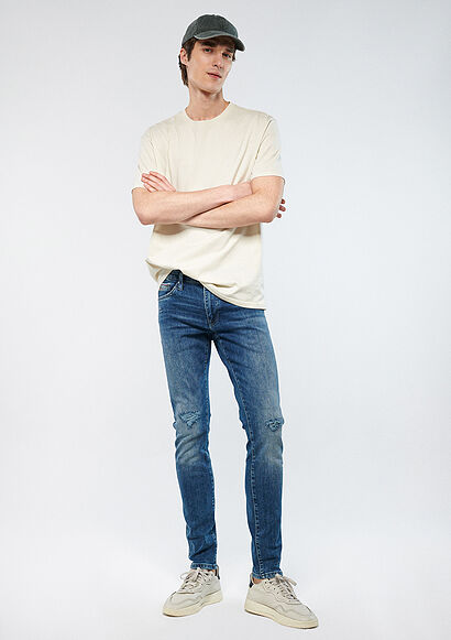 James Yırtıklı Mavi Premium Jean Pantolon - 0