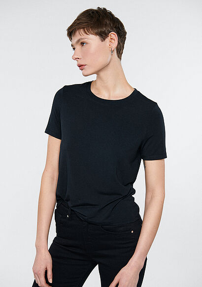 Lux Touch Siyah Basic Tişört - 0